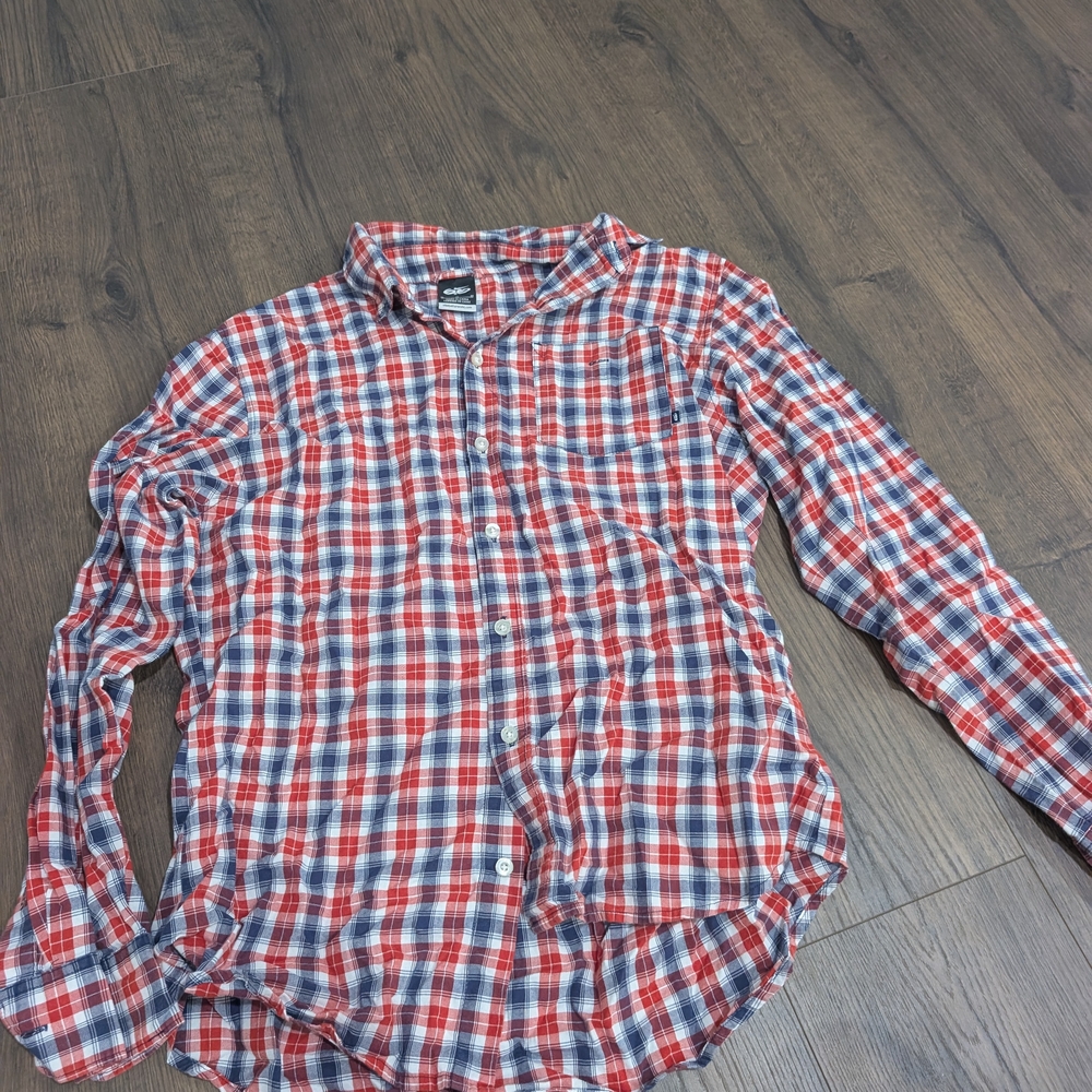 Nike Red and Blue Checkered Casual Shirt